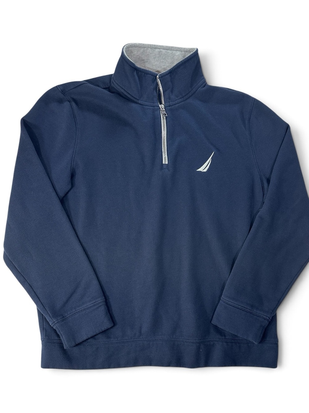 Nautica Men's Navy Quarter-Zip Sweater with Grey Trim